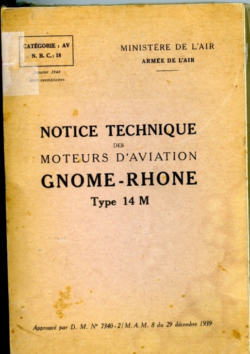 Notice Technique des Moteurs d’Aviation GNOME-RHONE Type 14M